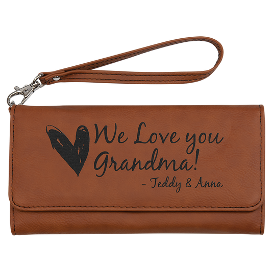 7-1/2" x 4" Leatherette Wallet with Strap