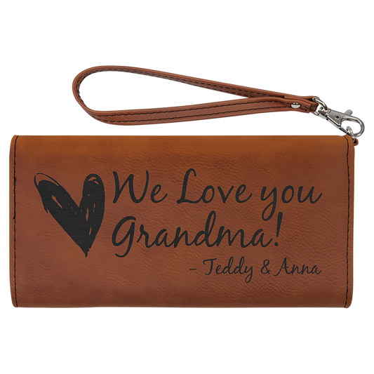 7-1/2" x 4" Leatherette Wallet with Strap